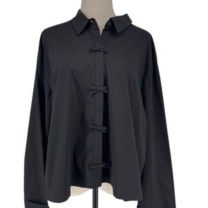 Taylor Tillman Women's XL Black Long Sleeve Blouse with Bow Accents